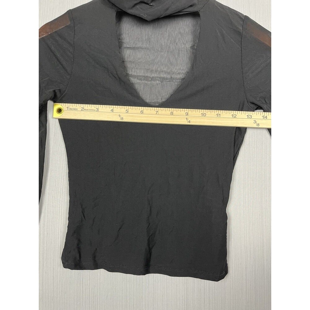 Y2K Style Sheer Mesh Mock Neck Top S Long Sleeve Whimsigoth Indie Sleaze - Picture 7 of 9